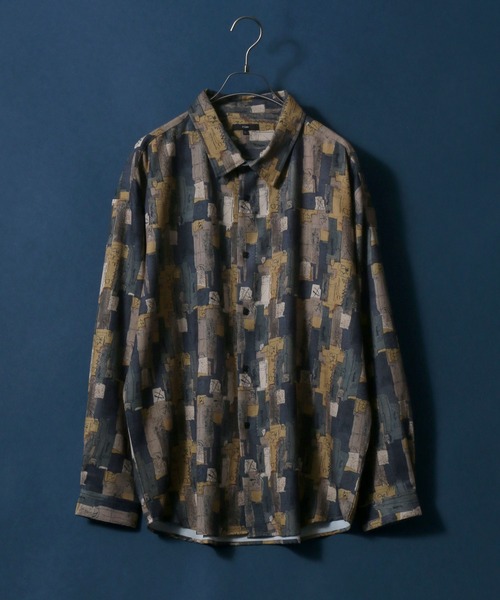 ANPAS(アンパス)の「Georgette Total Pattern Print Big Silhouette Thickness Shirt/ジョーゼット 総柄プリント ビッグシルエット とろみシャツ セットアップ対応(シャツ/ブラウス・メンズ・ホワイト/ライトグレー/ブラック/ダークブラウン/ベージュ/ブラウン/グレー/ブルー/ブルーグレー/ホワイト系その他/ブラック系その他/ブラウン系その他/ベージュ系その他/ブルー系その他/キャメル/ブラック系その他2/ブラック系その他3/ブラック系その他4/ブラウン系その他2/ブラウン系その他3/グレー系その他・M/L)」の18枚目の写真