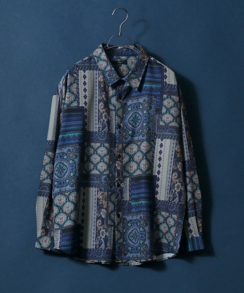 ANPAS(アンパス)の「Georgette Total Pattern Print Big Silhouette Thickness Shirt/ジョーゼット 総柄プリント ビッグシルエット とろみシャツ セットアップ対応(シャツ/ブラウス・メンズ・ホワイト/ライトグレー/ブラック/ダークブラウン/ベージュ/ブラウン/グレー/ブルー/ブルーグレー/ホワイト系その他/ブラック系その他/ブラウン系その他/ベージュ系その他/ブルー系その他/キャメル/ブラック系その他2/ブラック系その他3/ブラック系その他4/ブラウン系その他2/ブラウン系その他3/グレー系その他・M/L)」の20枚目の写真