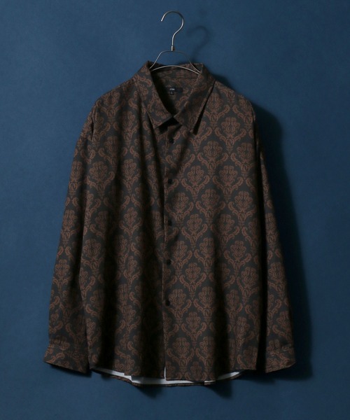 ANPAS(アンパス)の「Georgette Total Pattern Print Big Silhouette Thickness Shirt/ジョーゼット 総柄プリント ビッグシルエット とろみシャツ セットアップ対応(シャツ/ブラウス・メンズ・ホワイト/ライトグレー/ブラック/ダークブラウン/ベージュ/ブラウン/グレー/ブルー/ブルーグレー/ホワイト系その他/ブラック系その他/ブラウン系その他/ベージュ系その他/ブルー系その他/キャメル/ブラック系その他2/ブラック系その他3/ブラック系その他4/ブラウン系その他2/ブラウン系その他3/グレー系その他・M/L)」の13枚目の写真