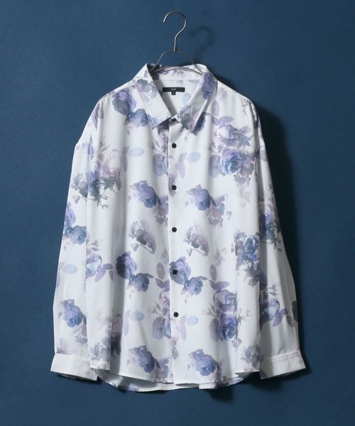 ANPAS(アンパス)の「Georgette Total Pattern Print Big Silhouette Thickness Shirt/ジョーゼット 総柄プリント ビッグシルエット とろみシャツ セットアップ対応(シャツ/ブラウス・メンズ・ホワイト/ライトグレー/ブラック/ダークブラウン/ベージュ/ブラウン/グレー/ブルー/ブルーグレー/ホワイト系その他/ブラック系その他/ブラウン系その他/ベージュ系その他/ブルー系その他/キャメル/ブラック系その他2/ブラック系その他3/ブラック系その他4/ブラウン系その他2/ブラウン系その他3/グレー系その他・M/L)」の2枚目の写真