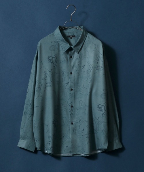 ANPAS(アンパス)の「Georgette Total Pattern Print Big Silhouette Thickness Shirt/ジョーゼット 総柄プリント ビッグシルエット とろみシャツ セットアップ対応(シャツ/ブラウス・メンズ・ホワイト/ライトグレー/ブラック/ダークブラウン/ベージュ/ブラウン/グレー/ブルー/ブルーグレー/ホワイト系その他/ブラック系その他/ブラウン系その他/ベージュ系その他/ブルー系その他/キャメル/ブラック系その他2/ブラック系その他3/ブラック系その他4/ブラウン系その他2/ブラウン系その他3/グレー系その他・M/L)」の10枚目の写真