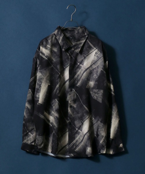 ANPAS(アンパス)の「Georgette Total Pattern Print Big Silhouette Thickness Shirt/ジョーゼット 総柄プリント ビッグシルエット とろみシャツ セットアップ対応(シャツ/ブラウス・メンズ・ホワイト/ライトグレー/ブラック/ダークブラウン/ベージュ/ブラウン/グレー/ブルー/ブルーグレー/ホワイト系その他/ブラック系その他/ブラウン系その他/ベージュ系その他/ブルー系その他/キャメル/ブラック系その他2/ブラック系その他3/ブラック系その他4/ブラウン系その他2/ブラウン系その他3/グレー系その他・M/L)」の4枚目の写真