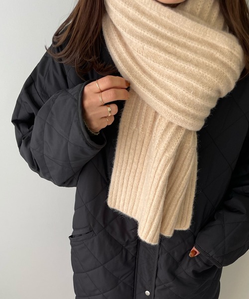 LE MORE（リモア）の「ウールリブストール（マフラー・レディース・ベージュ/ブラウン・FREE）」の4枚目の写真