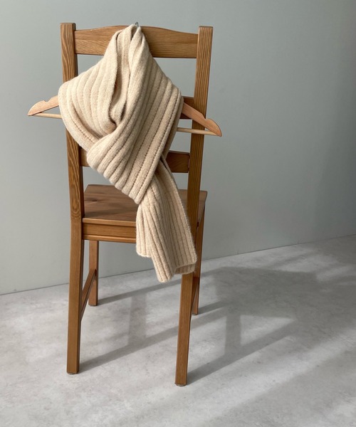 LE MORE（リモア）の「ウールリブストール（マフラー・レディース・ベージュ/ブラウン・FREE）」の7枚目の写真