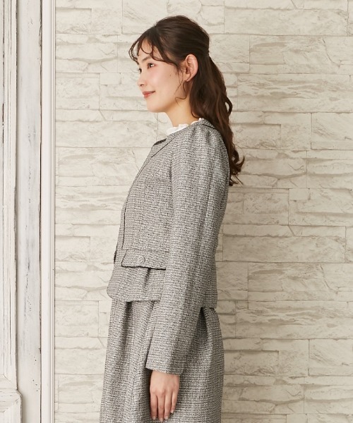 axes femme（アクシーズファム）の「パイピングツイードジャケット（ノーカラージャケット・レディース・ブラック/ピンク/ネイビー・MEDIUM/LARGE）」の4枚目の写真