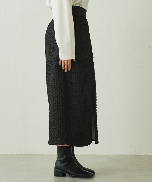 Lui's（ルイス）の「キルトAラインロングスリットスカート（スカート・レディース・ブラック/オフホワイト/サックスブルー・FREE）」の11枚目の写真