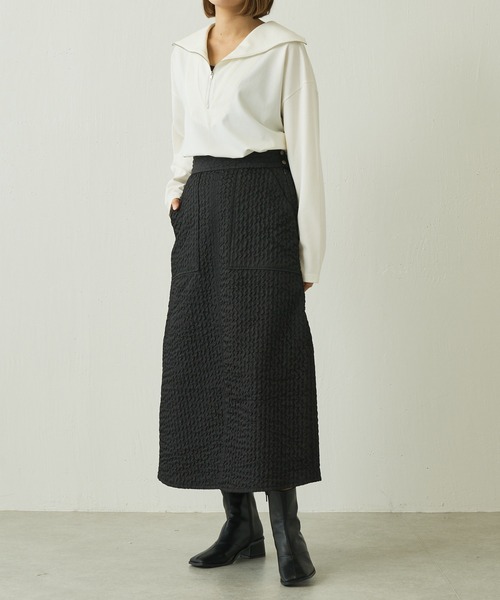 Lui's（ルイス）の「キルトAラインロングスリットスカート（スカート・レディース・ブラック/オフホワイト/サックスブルー・FREE）」の19枚目の写真