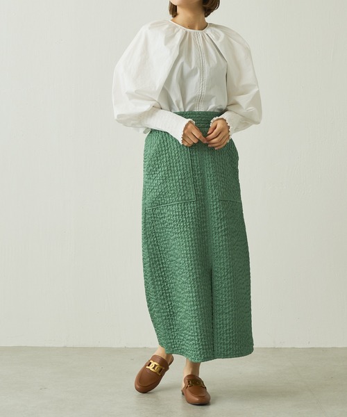 Lui's（ルイス）の「キルトAラインロングスリットスカート（スカート・レディース・ブラック/オフホワイト/サックスブルー・FREE）」の20枚目の写真