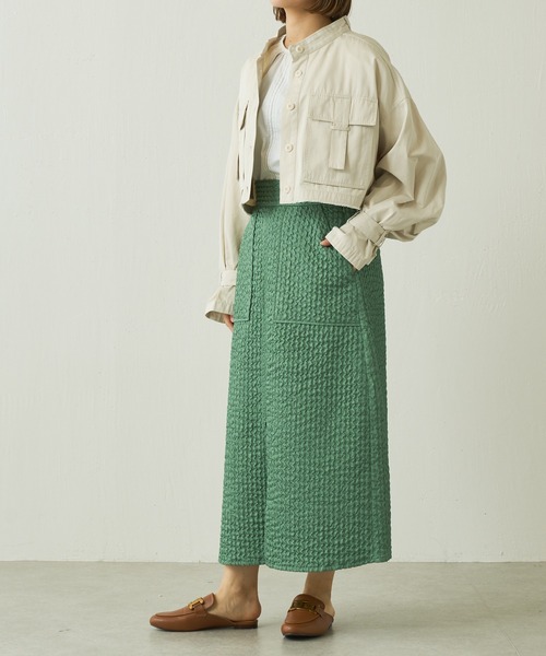 Lui's（ルイス）の「キルトAラインロングスリットスカート（スカート・レディース・ブラック/オフホワイト/サックスブルー・FREE）」の21枚目の写真