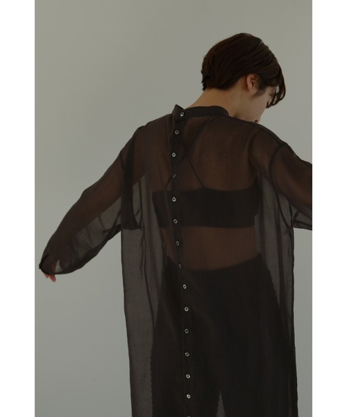 セール】【LA PEAU DE GEM】シアーバックボタンマキシワンピース