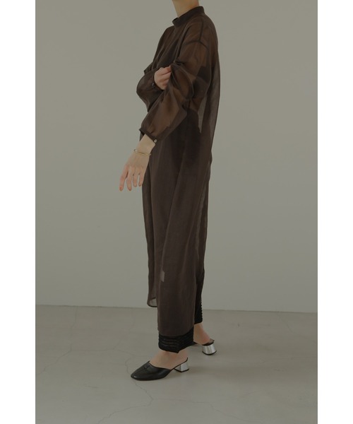 LA PEAU DE GEM ベロア シャツ シアー 茶 ブラウン 完売 velour shirt – LA PEAU DE GEM