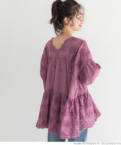 新品 ダーマコレクション 花柄 スカラップレース チュニック