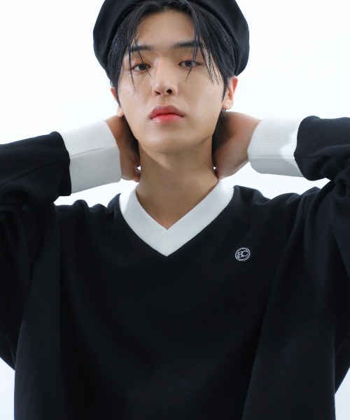BASIC COTTON(ベーシックコットン)の「【BASIC COTTON/ベーシックコットン】22SS MIX MTM/ミックスエムティーエム スウェット VネックMTM(スウェット・メンズ・ホワイト/ブラック/ブラック×ブラック・ONE SIZE)」の3枚目の写真