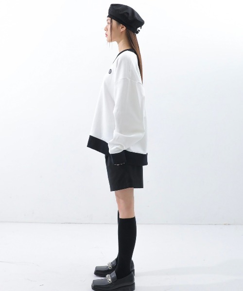 BASIC COTTON(ベーシックコットン)の「【BASIC COTTON/ベーシックコットン】22SS MIX MTM/ミックスエムティーエム スウェット VネックMTM(スウェット・メンズ・ホワイト/ブラック/ブラック×ブラック・ONE SIZE)」の8枚目の写真