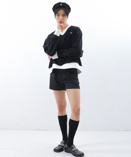 BASIC COTTON(ベーシックコットン)の「【BASIC COTTON/ベーシックコットン】22SS MIX MTM/ミックスエムティーエム スウェット VネックMTM(スウェット・メンズ・ホワイト/ブラック/ブラック×ブラック・ONE SIZE)」の14枚目の写真