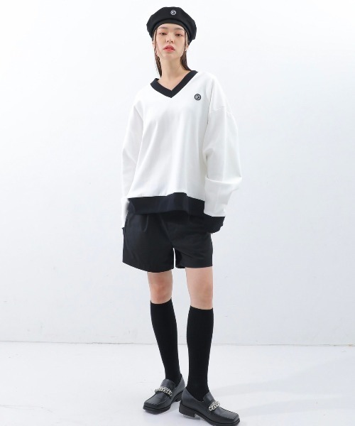 BASIC COTTON(ベーシックコットン)の「【BASIC COTTON/ベーシックコットン】22SS MIX MTM/ミックスエムティーエム スウェット VネックMTM(スウェット・メンズ・ホワイト/ブラック/ブラック×ブラック・ONE SIZE)」の7枚目の写真