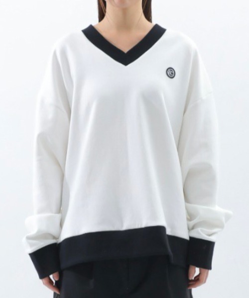 BASIC COTTON(ベーシックコットン)の「【BASIC COTTON/ベーシックコットン】22SS MIX MTM/ミックスエムティーエム スウェット VネックMTM(スウェット・メンズ・ホワイト/ブラック/ブラック×ブラック・ONE SIZE)」の4枚目の写真