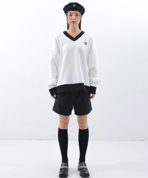 BASIC COTTON(ベーシックコットン)の「【BASIC COTTON/ベーシックコットン】22SS MIX MTM/ミックスエムティーエム スウェット VネックMTM(スウェット・メンズ・ホワイト/ブラック/ブラック×ブラック・ONE SIZE)」の6枚目の写真