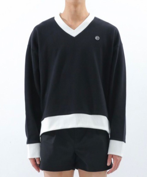 BASIC COTTON(ベーシックコットン)の「【BASIC COTTON/ベーシックコットン】22SS MIX MTM/ミックスエムティーエム スウェット VネックMTM(スウェット・メンズ・ホワイト/ブラック/ブラック×ブラック・ONE SIZE)」の12枚目の写真