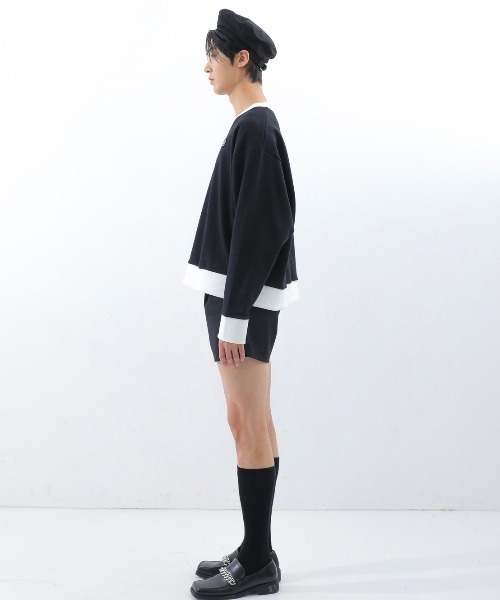 BASIC COTTON(ベーシックコットン)の「【BASIC COTTON/ベーシックコットン】22SS MIX MTM/ミックスエムティーエム スウェット VネックMTM(スウェット・メンズ・ホワイト/ブラック/ブラック×ブラック・ONE SIZE)」の15枚目の写真