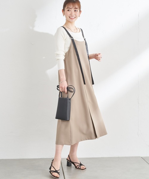 prose verse(プロズヴェール)の「合皮サスバックタックジャンスカ(ジャンパースカート・レディース・モカ/ブラック・MEDIUM)」の15枚目の写真