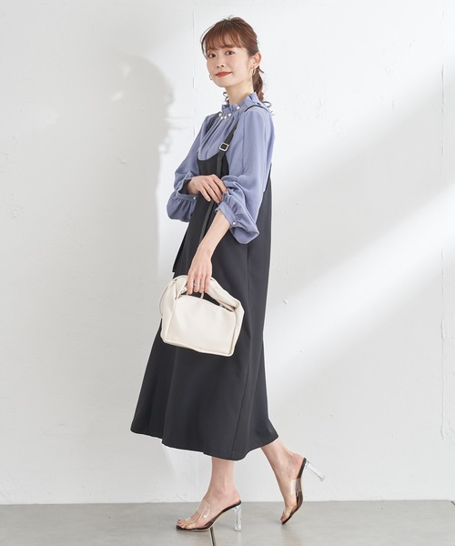 prose verse(プロズヴェール)の「合皮サスバックタックジャンスカ(ジャンパースカート・レディース・モカ/ブラック・MEDIUM)」の8枚目の写真