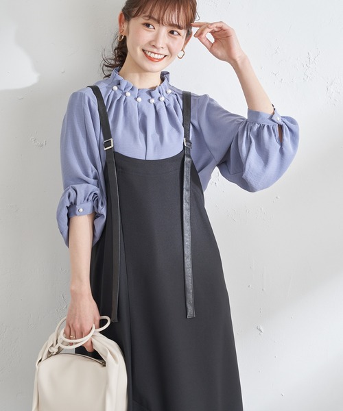 prose verse(プロズヴェール)の「合皮サスバックタックジャンスカ(ジャンパースカート・レディース・モカ/ブラック・MEDIUM)」の10枚目の写真