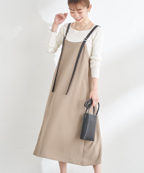 prose verse(プロズヴェール)の「合皮サスバックタックジャンスカ(ジャンパースカート・レディース・モカ/ブラック・MEDIUM)」の16枚目の写真