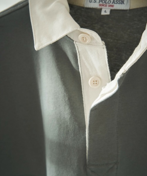 U.S. POLO ASSN.（ユーエスポロアッスン）の「【U.S. POLO ASSN./ユーエスポロアッスン】別注切り替えラガーシャツ/ユニセックス/ビッグシルエット/ポロシャツ（ポロシャツ・メンズ・サックスブルー/ブルー/ブラック/グリーン/ネイビー・SMALL/MEDIUM/LARGE）」の21枚目の写真