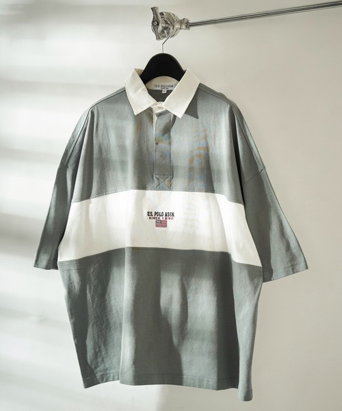 U.S. POLO ASSN.（ユーエスポロアッスン）の「【U.S. POLO ASSN./ユーエスポロアッスン】別注切り替えラガーシャツ/ユニセックス/ビッグシルエット/ポロシャツ（ポロシャツ・メンズ・サックスブルー/ブルー/ブラック/グリーン/ネイビー・SMALL/MEDIUM/LARGE）」の16枚目の写真