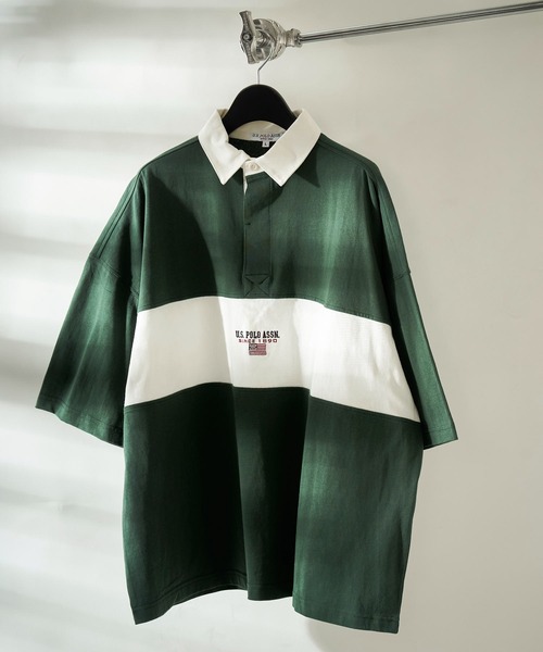U.S. POLO ASSN.（ユーエスポロアッスン）の「【U.S. POLO ASSN./ユーエスポロアッスン】別注切り替えラガーシャツ/ユニセックス/ビッグシルエット/ポロシャツ（ポロシャツ・メンズ・サックスブルー/ブルー/ブラック/グリーン/ネイビー・SMALL/MEDIUM/LARGE）」の12枚目の写真