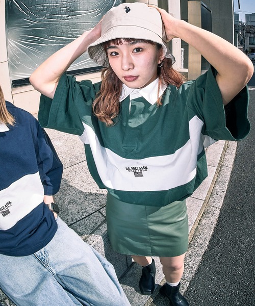 U.S. POLO ASSN.（ユーエスポロアッスン）の「【U.S. POLO ASSN./ユーエスポロアッスン】別注切り替えラガーシャツ/ユニセックス/ビッグシルエット/ポロシャツ（ポロシャツ・メンズ・サックスブルー/ブルー/ブラック/グリーン/ネイビー・SMALL/MEDIUM/LARGE）」の8枚目の写真