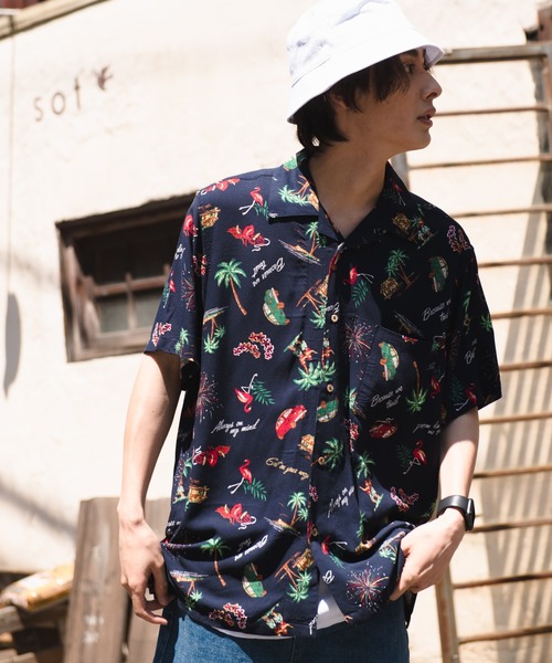 Blue Standard (ブルースタンダード)の「【BLUE STANDARD/ブルースタンダード】 ひんやり接触冷感 レーヨン 総柄 開襟 オープンカラー プリントシャツ(シャツ/ブラウス・メンズ・その他10/その他11/その他12/その他13/その他14/その他/その他1/その他2/その他3/その他4/その他5/その他6/その他7/その他8/その他9・XX-LARGE/MEDIUM/LARGE/X-LARGE)」の6枚目の写真