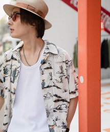 Blue Standard | 【BLUE STANDARD/ブルースタンダード】 ひんやり接触冷感 レーヨン 総柄 開襟 オープンカラー プリントシャツ(シャツ/ブラウス)