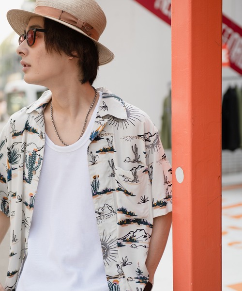 Blue Standard (ブルースタンダード)の「【BLUE STANDARD/ブルースタンダード】 ひんやり接触冷感 レーヨン 総柄 開襟 オープンカラー プリントシャツ(シャツ/ブラウス・メンズ・その他10/その他11/その他12/その他13/その他14/その他/その他1/その他2/その他3/その他4/その他5/その他6/その他7/その他8/その他9・XX-LARGE/MEDIUM/LARGE/X-LARGE)」の1枚目の写真