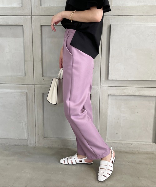 StyleSea(スタイルシー)の「センタータックストレートパンツ(スラックス・レディース・コーラルピンク/グレイッシュベージュ/パープル/ライム・MEDIUM)」の15枚目の写真
