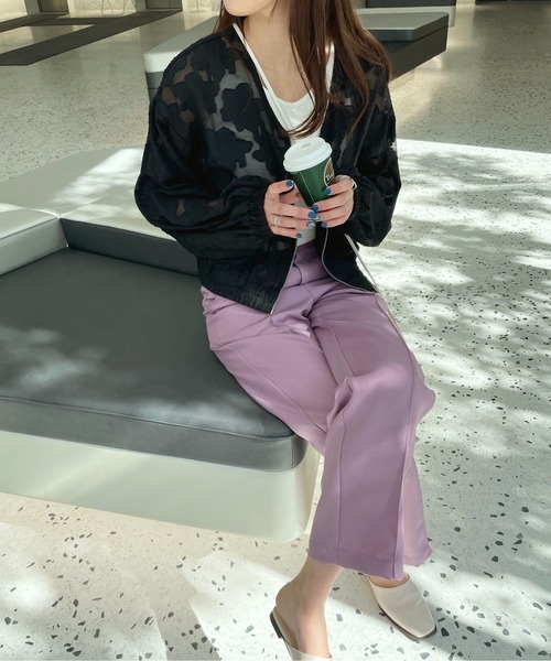 StyleSea(スタイルシー)の「センタータックストレートパンツ(スラックス・レディース・コーラルピンク/グレイッシュベージュ/パープル/ライム・MEDIUM)」の20枚目の写真