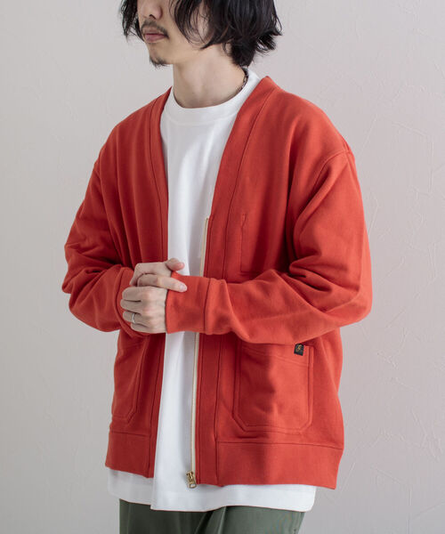 GLOSTER（グロスター）の「【GLOSTER/グロスター】ワークジップ裏毛カーディガン（カーディガン/ボレロ・メンズ・ダークグリーン/グレー/オレンジ・MEDIUM/LARGE）」の4枚目の写真