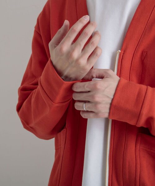 GLOSTER（グロスター）の「【GLOSTER/グロスター】ワークジップ裏毛カーディガン（カーディガン/ボレロ・メンズ・ダークグリーン/グレー/オレンジ・MEDIUM/LARGE）」の7枚目の写真