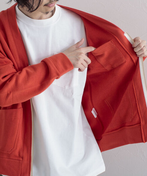 GLOSTER（グロスター）の「【GLOSTER/グロスター】ワークジップ裏毛カーディガン（カーディガン/ボレロ・メンズ・ダークグリーン/グレー/オレンジ・MEDIUM/LARGE）」の9枚目の写真