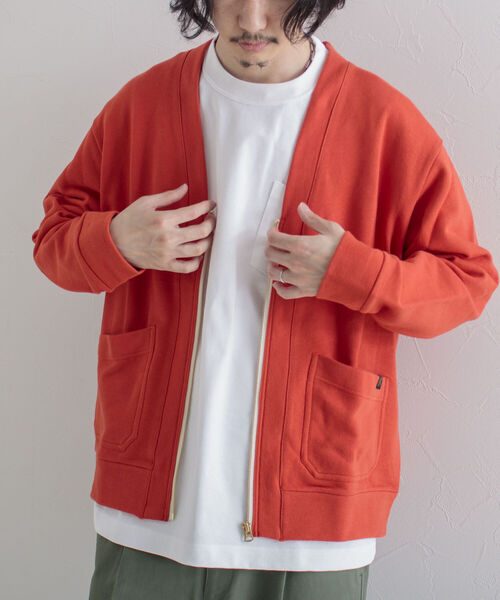 GLOSTER（グロスター）の「【GLOSTER/グロスター】ワークジップ裏毛カーディガン（カーディガン/ボレロ・メンズ・ダークグリーン/グレー/オレンジ・MEDIUM/LARGE）」の12枚目の写真