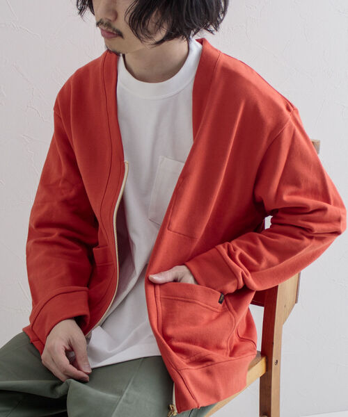 GLOSTER（グロスター）の「【GLOSTER/グロスター】ワークジップ裏毛カーディガン（カーディガン/ボレロ・メンズ・ダークグリーン/グレー/オレンジ・MEDIUM/LARGE）」の17枚目の写真