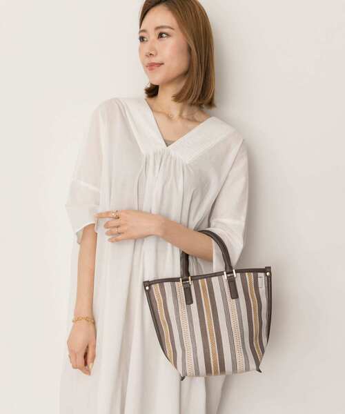 RODE SKO（ロデスコ）の「マルチストライプトートバッグ（トートバッグ・レディース・ブラウン/キャメル・ONE）」の5枚目の写真