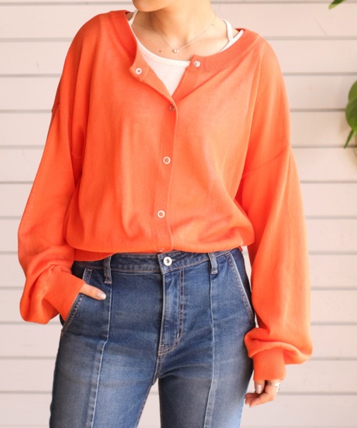 cepo(セポ)の「スナップボタン シアーカーディガン(カーディガン/ボレロ・レディース・オレンジ/ライム/オフホワイト/ブラック・M)」の2枚目の写真