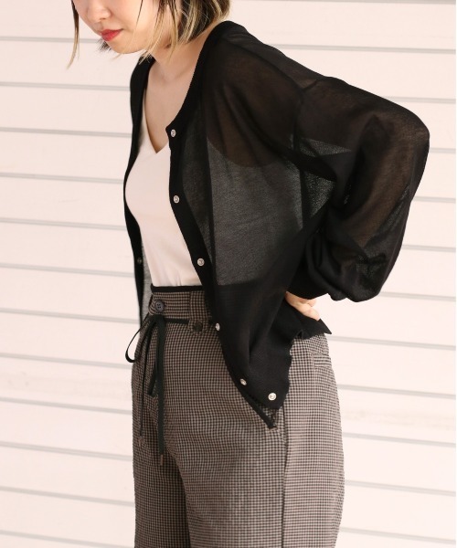 cepo(セポ)の「スナップボタン シアーカーディガン(カーディガン/ボレロ・レディース・オレンジ/ライム/オフホワイト/ブラック・M)」の3枚目の写真