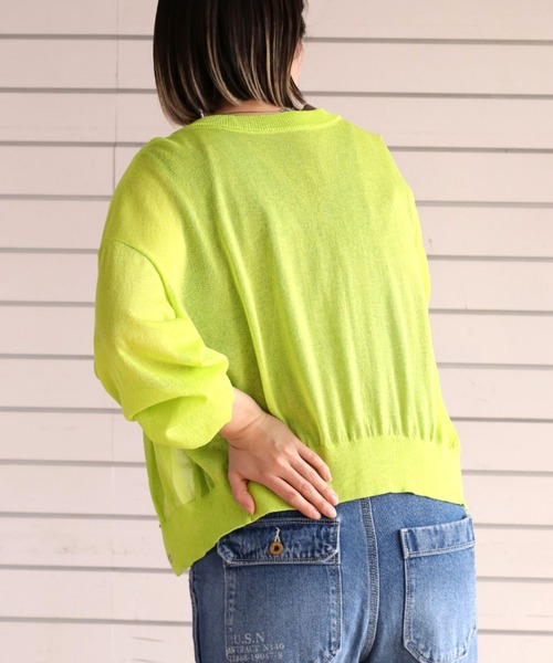 cepo(セポ)の「スナップボタン シアーカーディガン(カーディガン/ボレロ・レディース・オレンジ/ライム/オフホワイト/ブラック・M)」の6枚目の写真