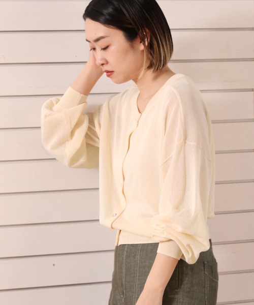 cepo(セポ)の「スナップボタン シアーカーディガン(カーディガン/ボレロ・レディース・オレンジ/ライム/オフホワイト/ブラック・M)」の9枚目の写真