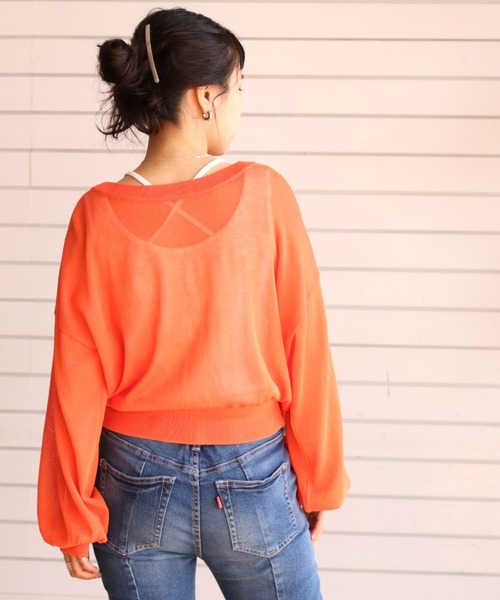 cepo(セポ)の「スナップボタン シアーカーディガン(カーディガン/ボレロ・レディース・オレンジ/ライム/オフホワイト/ブラック・M)」の14枚目の写真