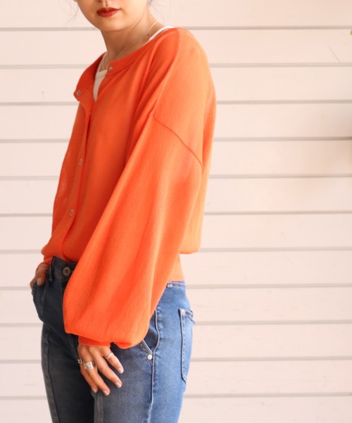 cepo(セポ)の「スナップボタン シアーカーディガン(カーディガン/ボレロ・レディース・オレンジ/ライム/オフホワイト/ブラック・M)」の13枚目の写真