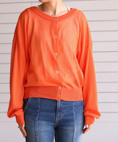 cepo(セポ)の「スナップボタン シアーカーディガン(カーディガン/ボレロ・レディース・オレンジ/ライム/オフホワイト/ブラック・M)」の18枚目の写真